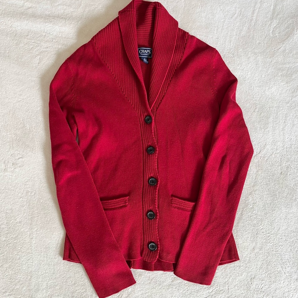 Chaps Classic Red Knit Cardigan
